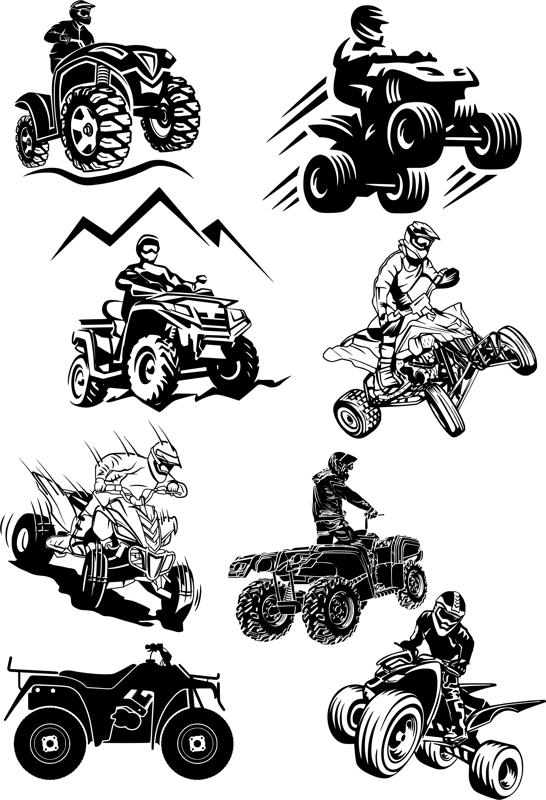 طرح فایل وکتور موتور چهارچرخ مناسب برای استفاده در دستگاه های cnc چوب و cnc لیزر - quad bike silhouette vectors cdr file