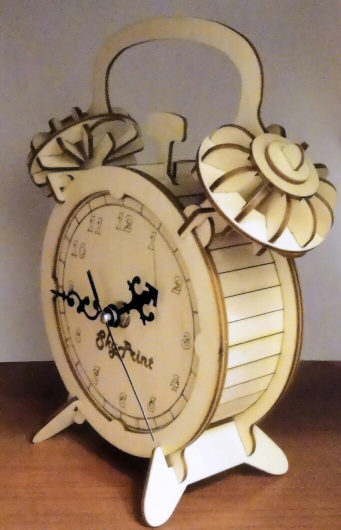 طرح ساعت رومیزی مناسب برای استفاده در دستگاه های cnc چوب و cnc لیزر - laser cut desk clock cdr file