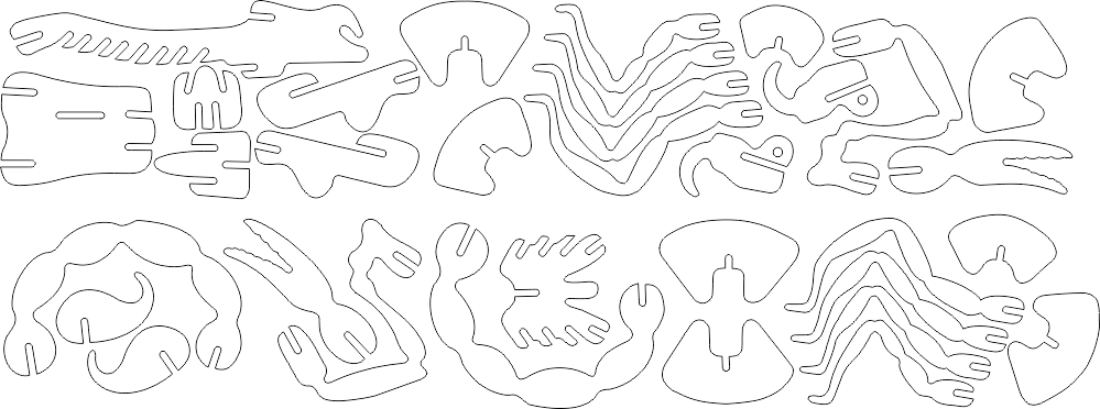 طرح پازل سه بعدی عقرب مناسب برای استفاده در دستگاه های cnc چوب و cnc لیزر - scorpion 3d puzzle laser cut dxf file