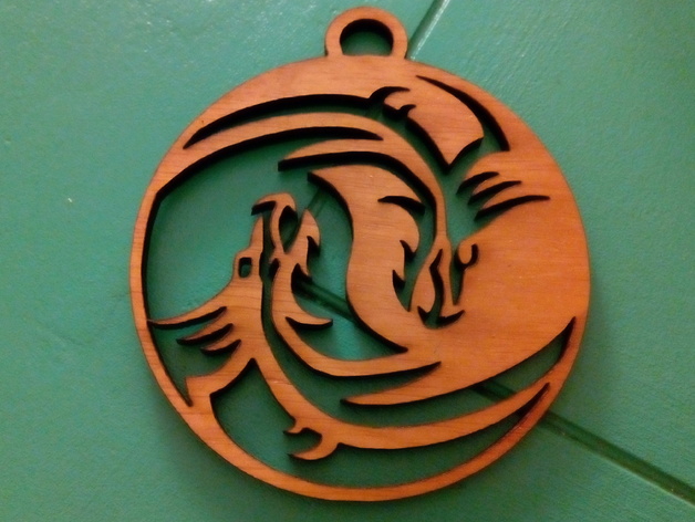 طرح اژدها یین یانگ مناسب برای استفاده در دستگاه های cnc چوب و cnc لیزر - dragon yin yang laser cut cdr file