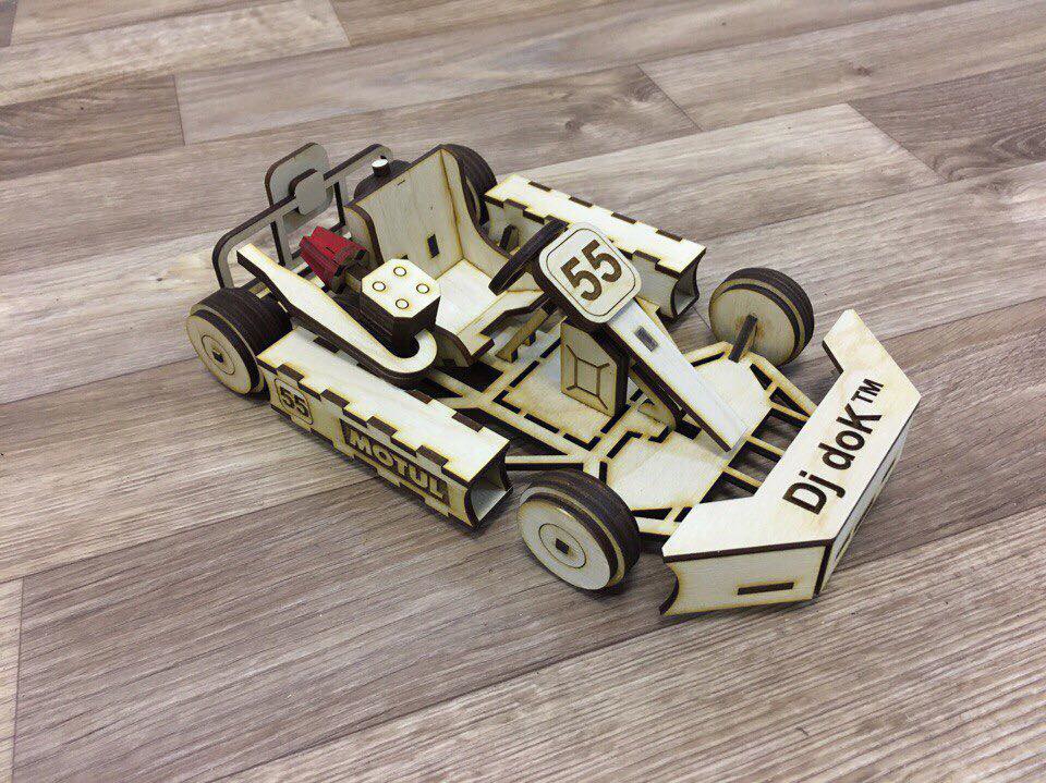 طرح سه میلی‌متری ماشین کارتینگ مناسب برای استفاده در دستگاه های cnc چوب و cnc لیزر - laser cut go kart car 3mm cdr file