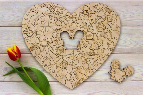 طرح پازل طرح قلب عشق مناسب برای استفاده در دستگاه های cnc چوب و cnc لیزر - laser cut love heart shape puzzle cdr file