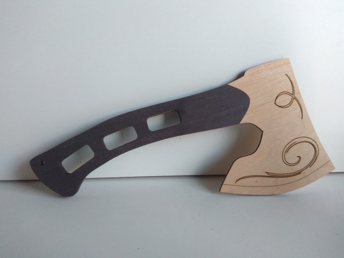 طرح تبر چوبی مناسب برای استفاده در دستگاه های cnc چوب و cnc لیزر - laser cut wooden axe dxf file