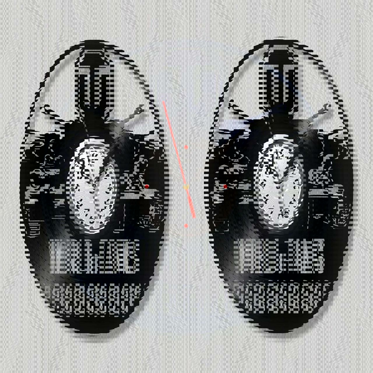 طرح ساعت دیواری وینیل دنیای تانک ها مناسب برای استفاده در دستگاه های cnc چوب و cnc لیزر - laser cut world of tanks vinyl wall clock cdr file