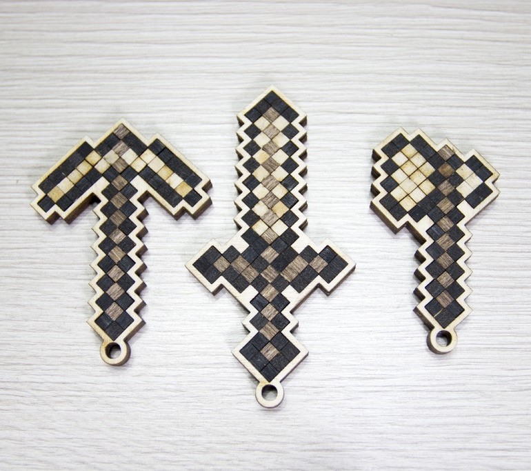 طرح جاکلیدی های ماینکرافت مناسب برای استفاده در دستگاه های cnc چوب و cnc لیزر - laser cut minecraft keychains dxf file