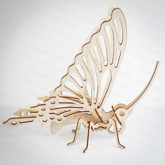 طرح پروانه چوبی سه بعدی مناسب برای استفاده در دستگاه های cnc چوب و cnc لیزر - laser cut 3d wooden butterfly dxf file