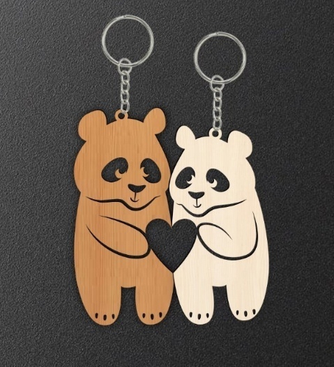 طرح جاکلیدی پاندا مناسب برای استفاده در دستگاه های cnc چوب و cnc لیزر - laser cut panda keychain cdr file