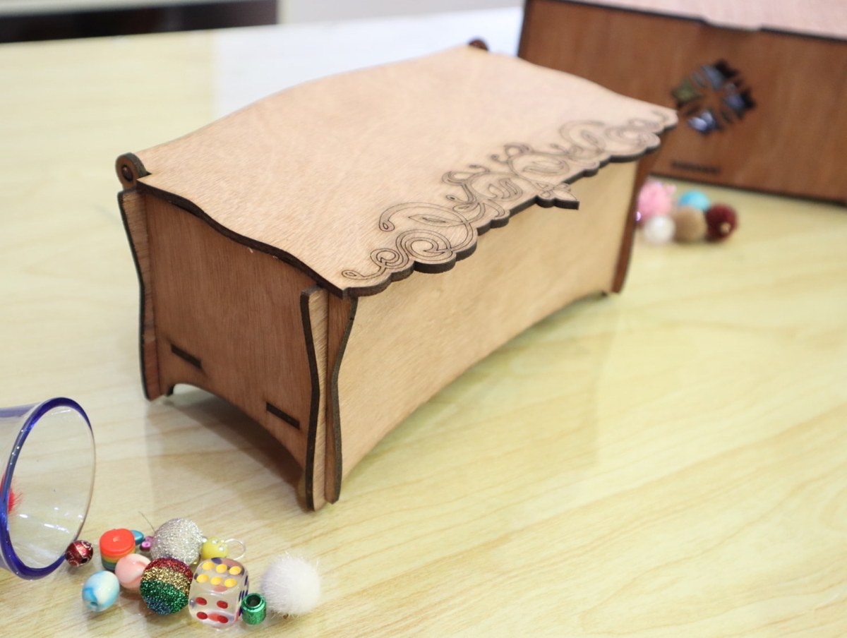 طرح جعبه چوبی با درب، 3 میلی‌متری مناسب برای استفاده در دستگاه های cnc چوب و cnc لیزر - laser cut wooden box with lid 3mm cdr file