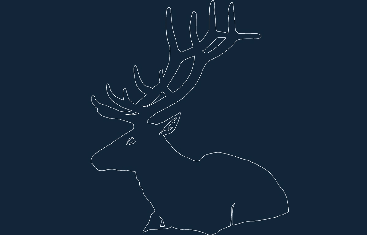 طرح گوزن نشسته مناسب برای استفاده در دستگاه های cnc چوب و cnc لیزر - animal deer sitting dxf file