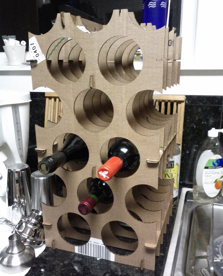 طرح جا نوشابه مقوایی ساده مناسب برای استفاده در دستگاه های cnc چوب و cnc لیزر - laser cut simple cardboard wine rack svg file
