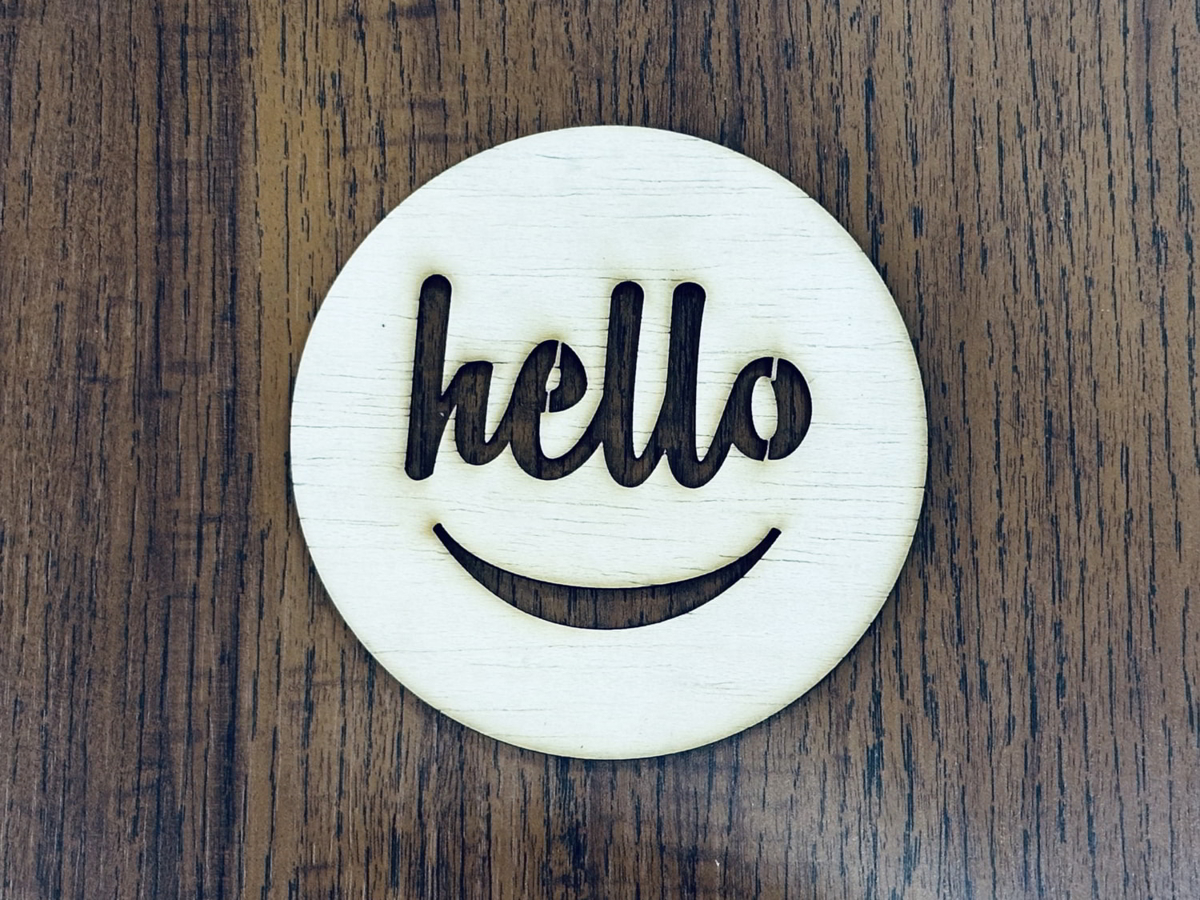 طرح سلام و صورتک خندان مناسب برای استفاده در دستگاه های cnc چوب و cnc لیزر - laser cut hello smiley face cdr file