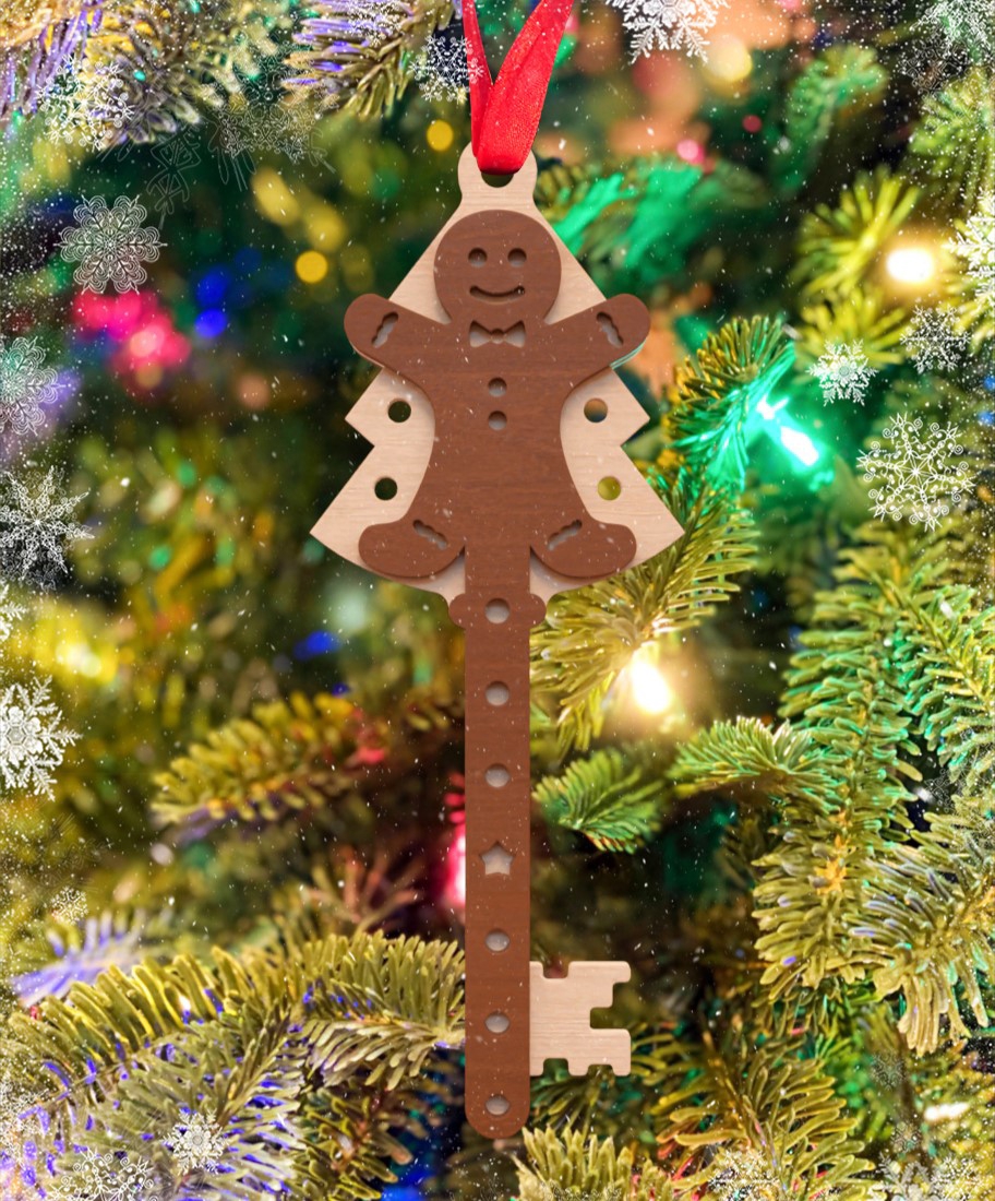 طرح آدمک نان زنجبیلی درخت کریسمس مناسب برای استفاده در دستگاه های cnc چوب و cnc لیزر - laser cut gingerbread man christmas tree toy cdr file