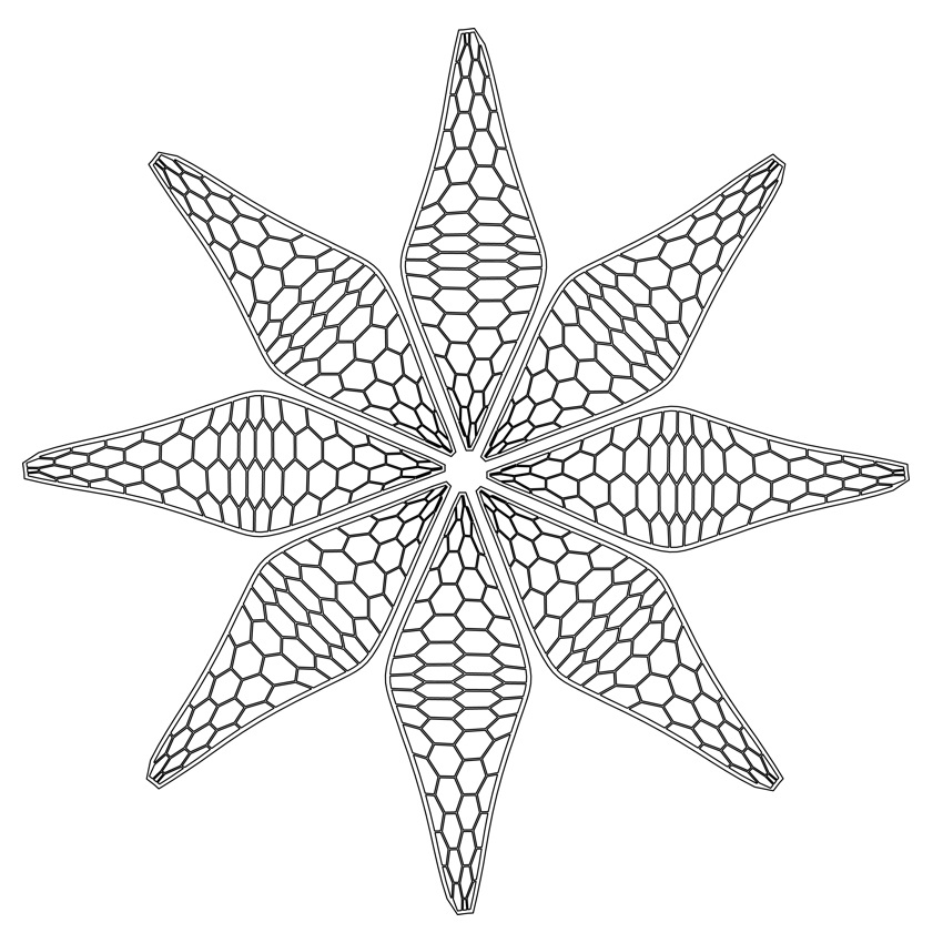 طرح گل مشبک مناسب برای استفاده در دستگاه های cnc چوب و cnc لیزر - laser cut lattice flower decor dxf file