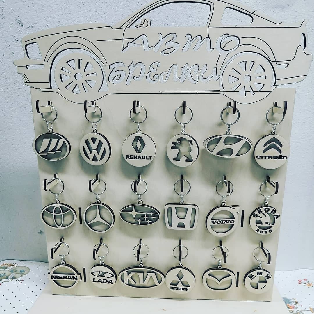 طرح لوگوی چوبی ماشین و جاکلیدی مناسب برای استفاده در دستگاه های cnc چوب و cnc لیزر - laser cut wooden car logo keychains dxf file