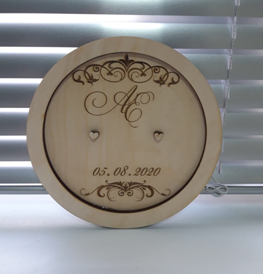 طرح جا حلقه ای شخصی مناسب برای استفاده در دستگاه های cnc چوب و cnc لیزر - laser cut personalised ring holder engagement ring platter cdr file