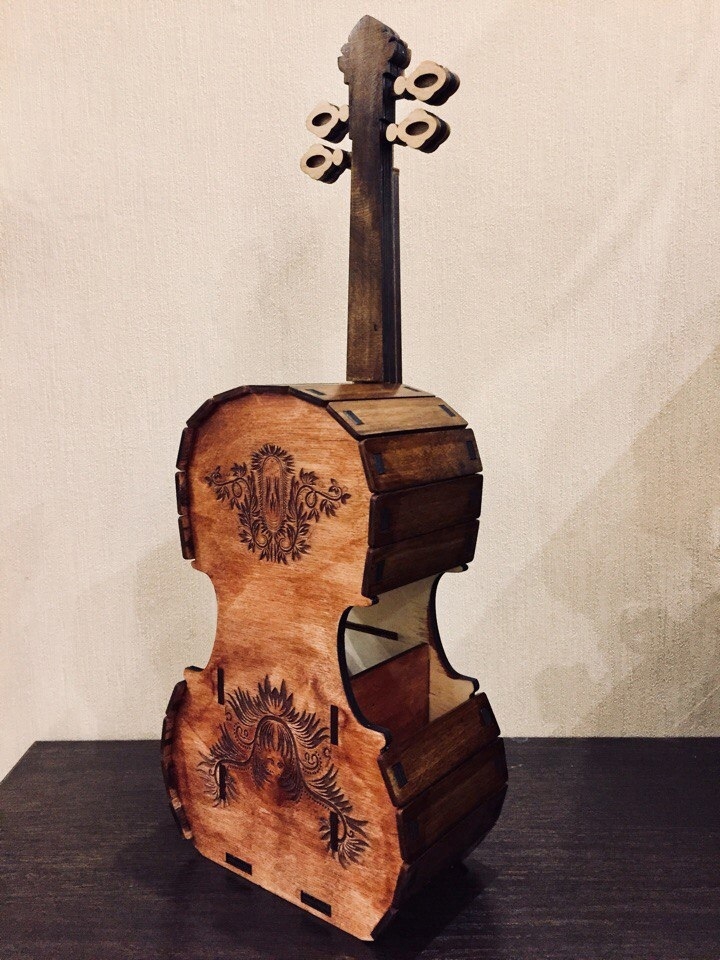 طرح ویولنسل ویولنسل مخصوص چایخانه مناسب برای استفاده در دستگاه های cnc چوب و cnc لیزر - laser cut cello violin tea house cdr file