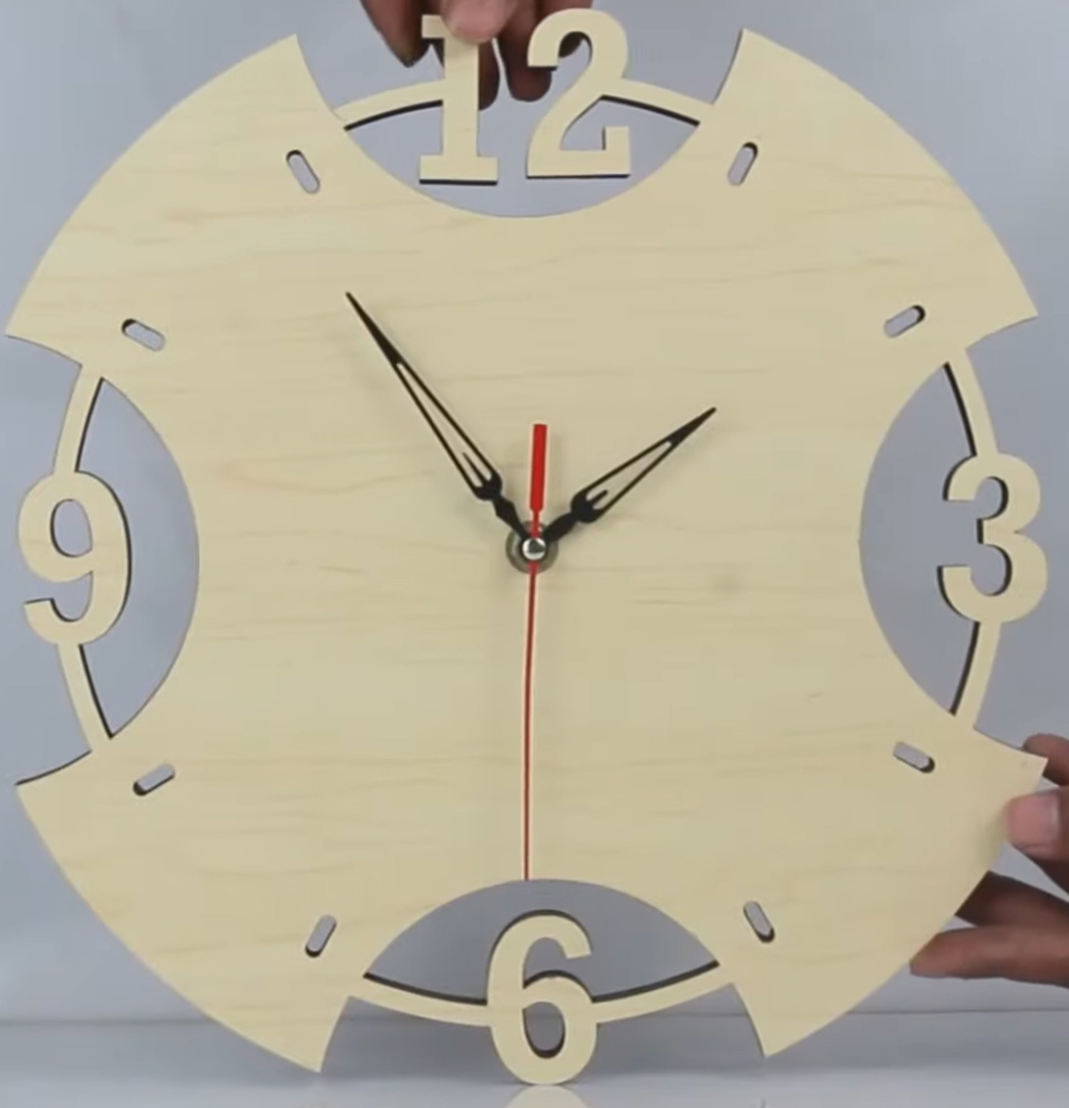 طرح ساعت دیواری چوبی زیبا مناسب برای استفاده در دستگاه های cnc چوب و cnc لیزر - laser cut elegant wooden wall clock cdr file
