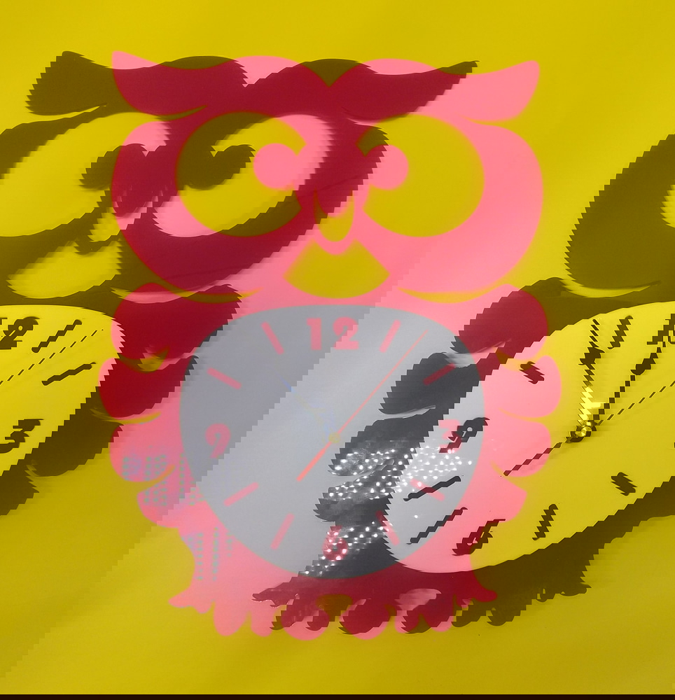 طرح ساعت دیواری اکریلیک جغد مناسب برای استفاده در دستگاه های cnc چوب و cnc لیزر - laser cut owl acrylic wall clock cdr file