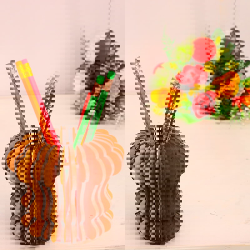 طرح جا مدادی تخته سه لایی با قطر ۴ میلی متر مناسب برای استفاده در دستگاه های cnc چوب و cnc لیزر - laser cut pen pencil holder plywood 4mm dxf file