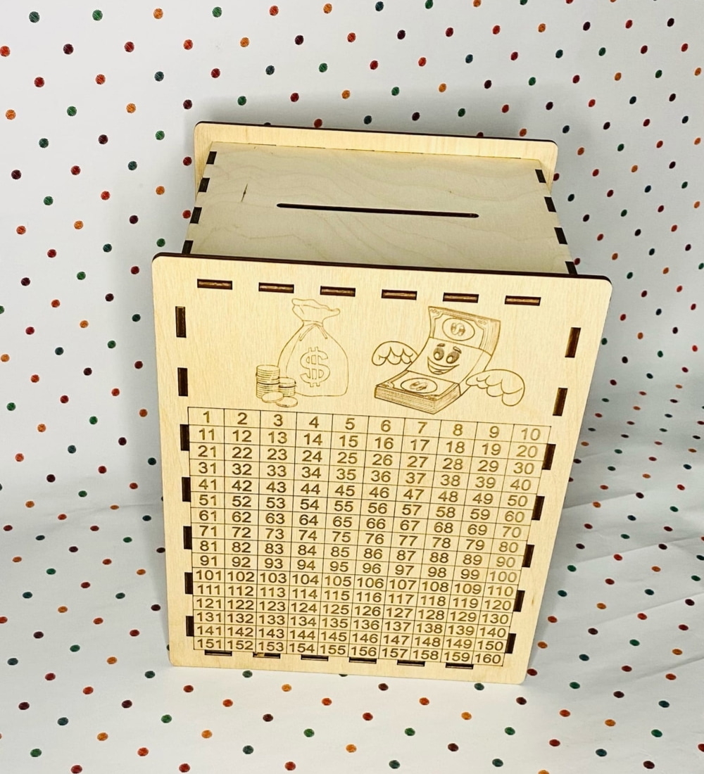 طرح جعبه پس انداز پول ۳۶۵ روزه مناسب برای استفاده در دستگاه های cnc چوب و cnc لیزر - laser cut 365 days money saving box piggy bank cdr file