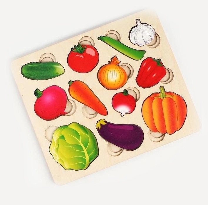طرح فایل آموزشی سبزیجات برای کودکان مناسب برای استفاده در دستگاه های cnc چوب و cnc لیزر - laser cut vegetables learning puzzle for kids cdr file