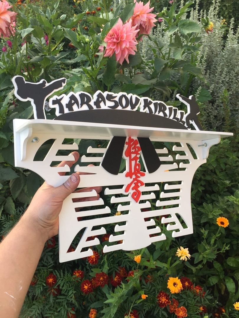 طرح آویز مدال هنرهای رزمی جا مدال کاراته مناسب برای استفاده در دستگاه های cnc چوب و cnc لیزر - laser cut martial arts medal hanger karate medal holder cdr file