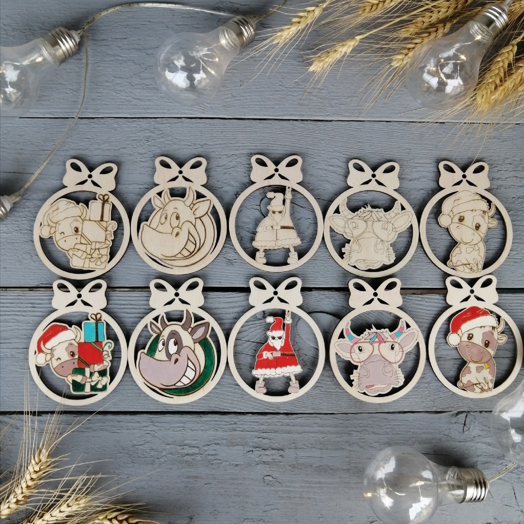 طرح تزیینات کریسمس چوبی سال نو مناسب برای استفاده در دستگاه های cnc چوب و cnc لیزر - laser cut new year decor wooden christmas ornaments cdr file