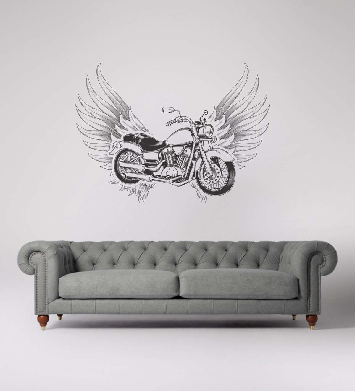 طرح موتورسیکلت پرنده روی دیوار مناسب برای استفاده در دستگاه های cnc چوب و cnc لیزر - laser cut engrave flying motorcycle wall art cdr file