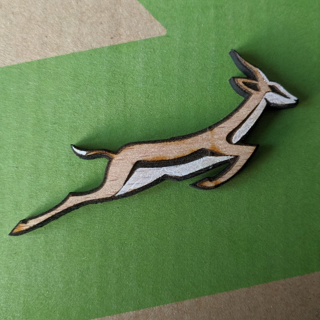 طرح نشان سنجاق سر فنری مناسب برای استفاده در دستگاه های cnc چوب و cnc لیزر - laser cut springbok pin badge dxf file
