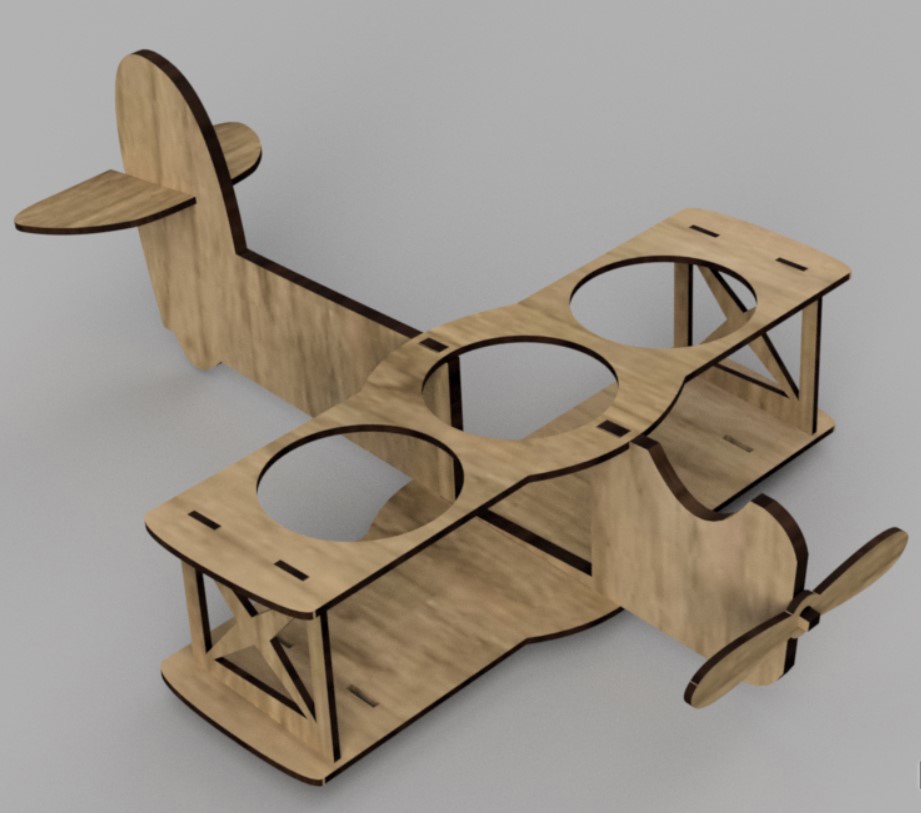 طرح جا لیوانی هواپیما مناسب برای استفاده در دستگاه های cnc چوب و cnc لیزر - laser cut airplane beer holder cdr file