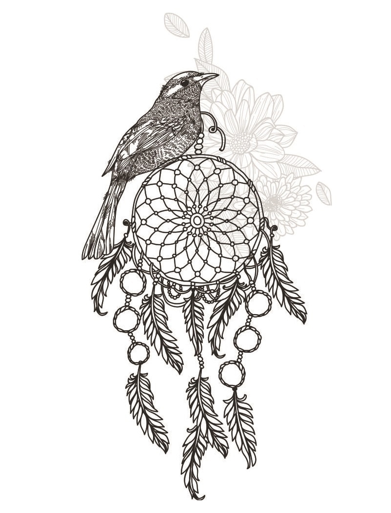 طرح پرنده دریم کچر مناسب برای استفاده در دستگاه های cnc چوب و cnc لیزر - bird dreamcatcher cdr file