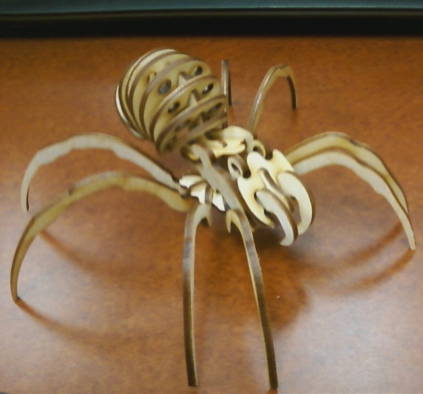 طرح پازل سه بعدی عنکبوت مناسب برای استفاده در دستگاه های cnc چوب و cnc لیزر - laser cut spider 3d puzzle cdr file