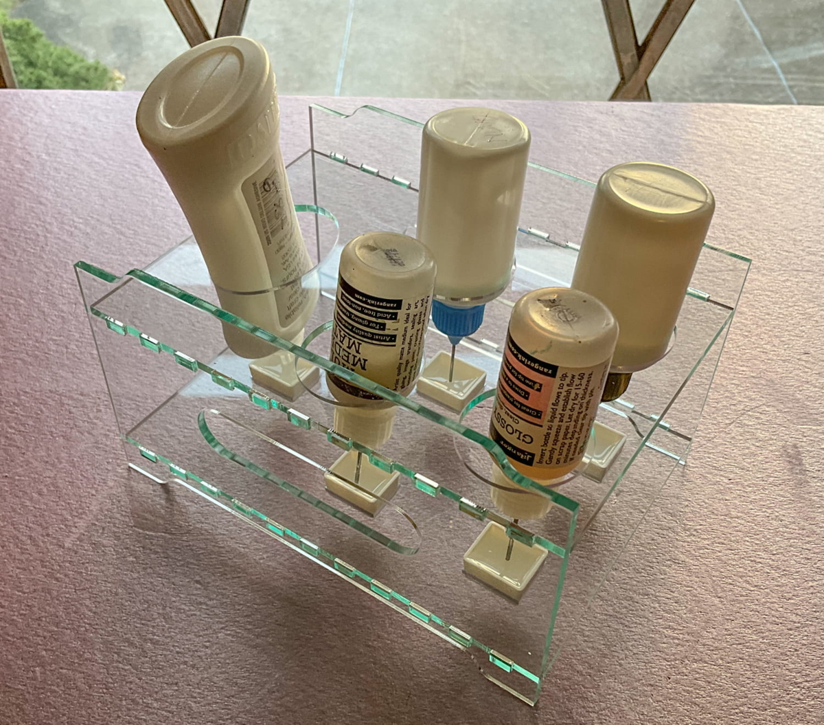 طرح جا بطری چسبی مناسب برای استفاده در دستگاه های cnc چوب و cnc لیزر - laser cut glue bottle rack svg file