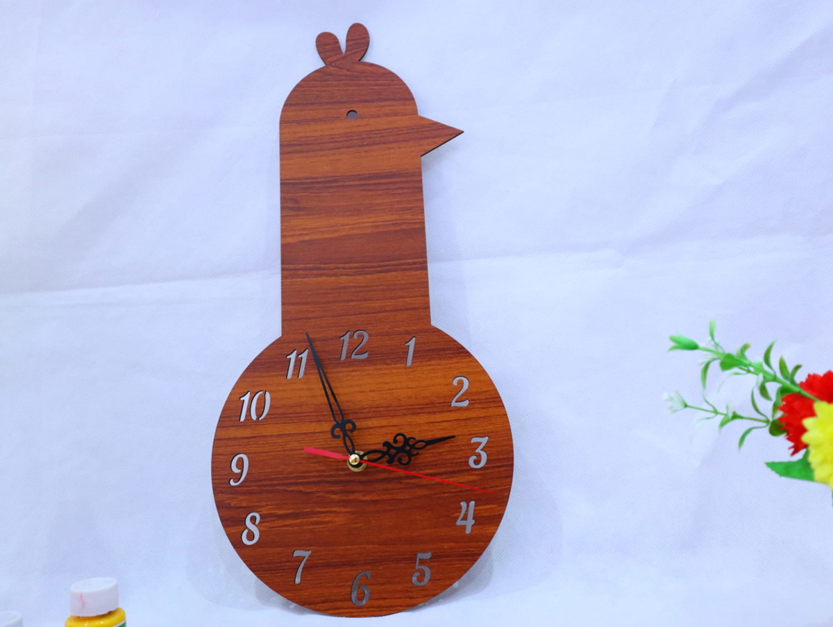 طرح ساعت دیواری طرح اردک مناسب برای استفاده در دستگاه های cnc چوب و cnc لیزر - laser cut duck shape wall clock cdr file