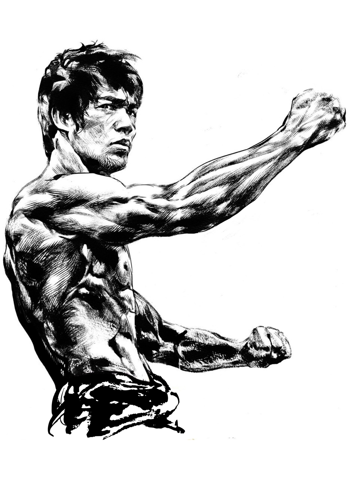 طرح وکتور بروس لی برای حکاکی لیزری مناسب برای استفاده در دستگاه های cnc چوب و cnc لیزر - bruce lee vector for laser engraving cdr file