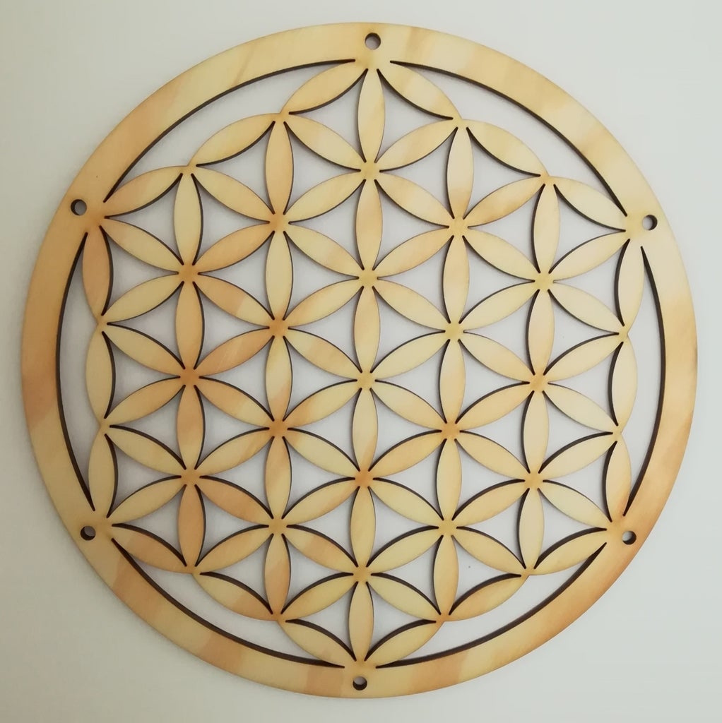 طرح گل زندگی ، ابعاد ۴۰ سانتی متر مناسب برای استفاده در دستگاه های cnc چوب و cnc لیزر - laser cut flower of life wallplate 40cm dxf file