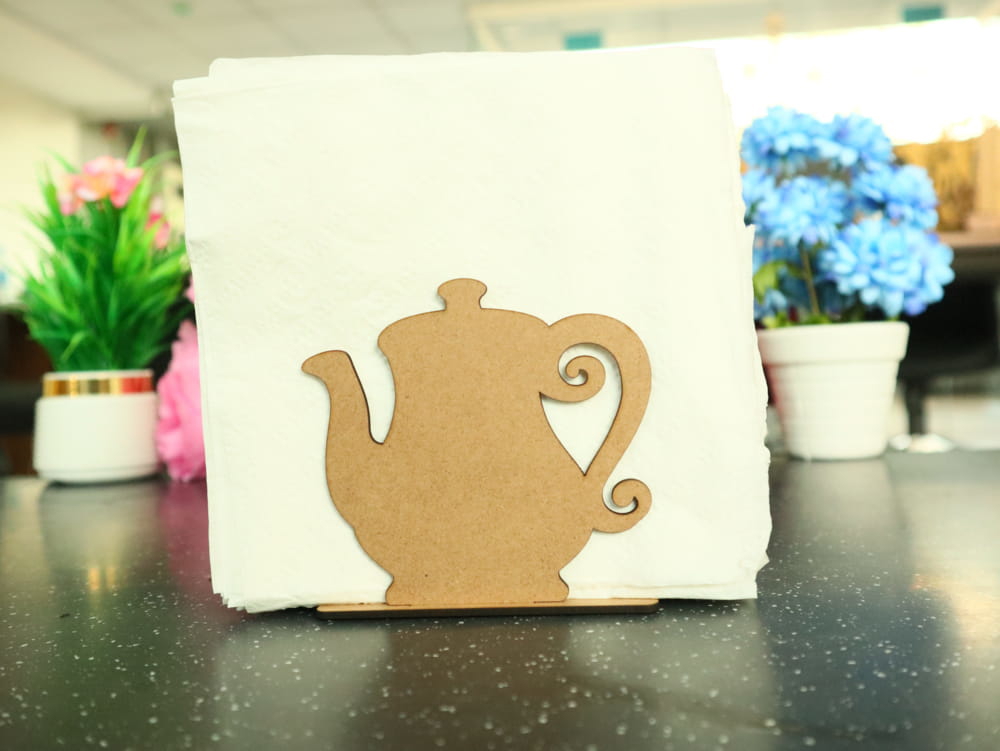 طرح جا دستمالی قوری مناسب برای استفاده در دستگاه های cnc چوب و cnc لیزر - laser cut teapot napkin holder stand cdr file