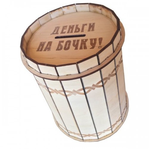 طرح جعبه پول بشکه ای مناسب برای استفاده در دستگاه های cnc چوب و cnc لیزر - laser cut barrel money box cdr file