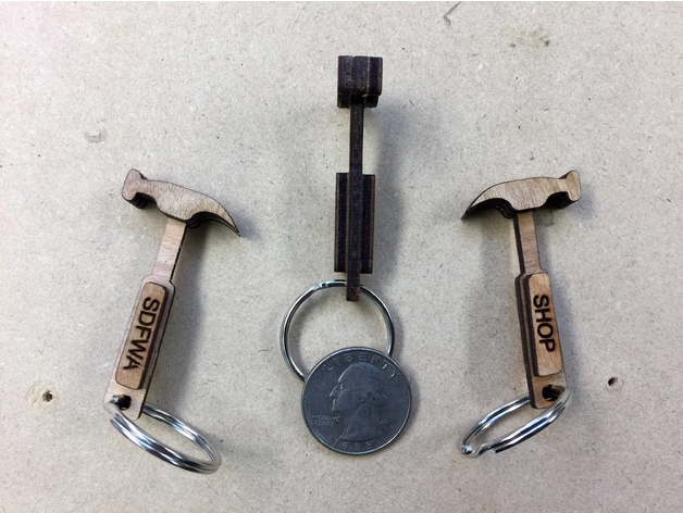 طرح جاکلیدی چکش مناسب برای استفاده در دستگاه های cnc چوب و cnc لیزر - laser cut hammer keychain cdr file