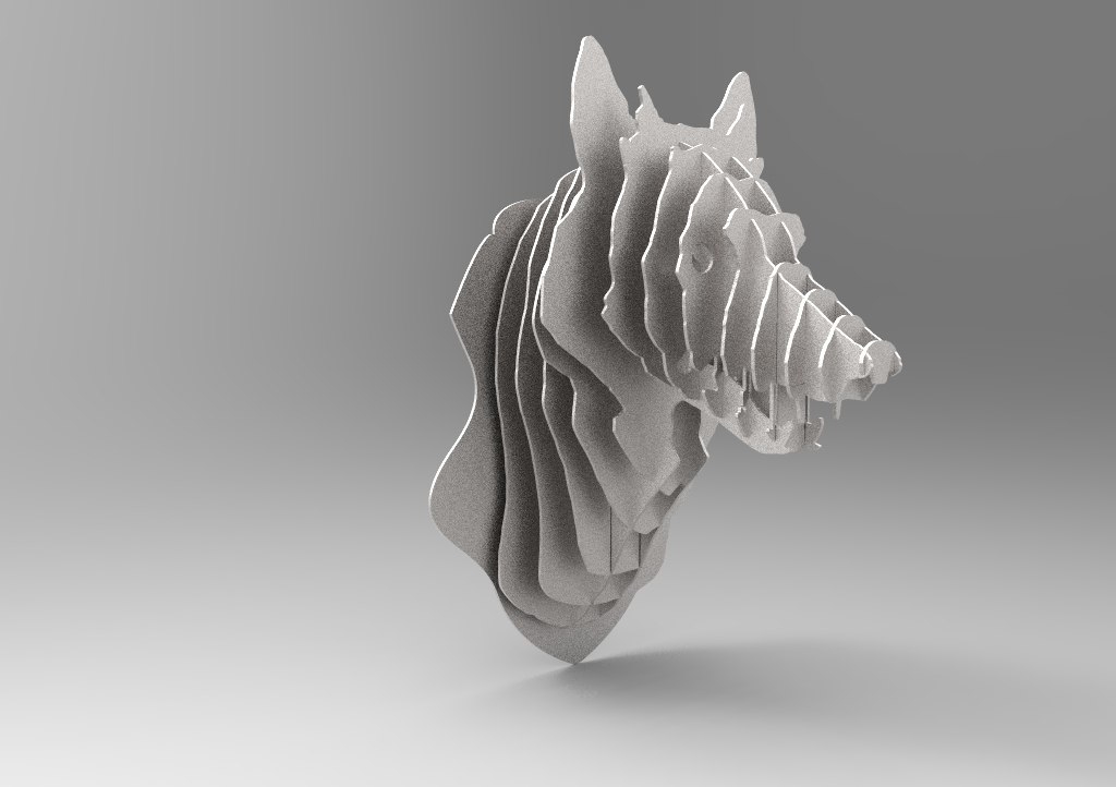 طرح تندیس گرگ سر حیوانات سه بعدی مناسب برای استفاده در دستگاه های cnc چوب و cnc لیزر - laser cut wolf trophy 3d animal head cdr file