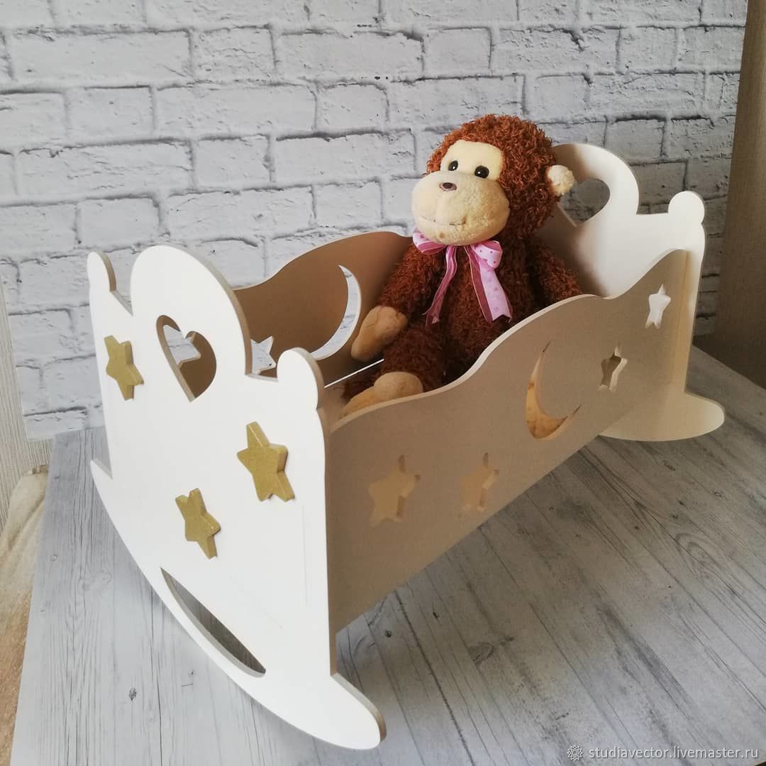طرح تخت گهواره ای عروسکی مناسب برای استفاده در دستگاه های cnc چوب و cnc لیزر - rocking crib for dolls laser cutting template cdr file