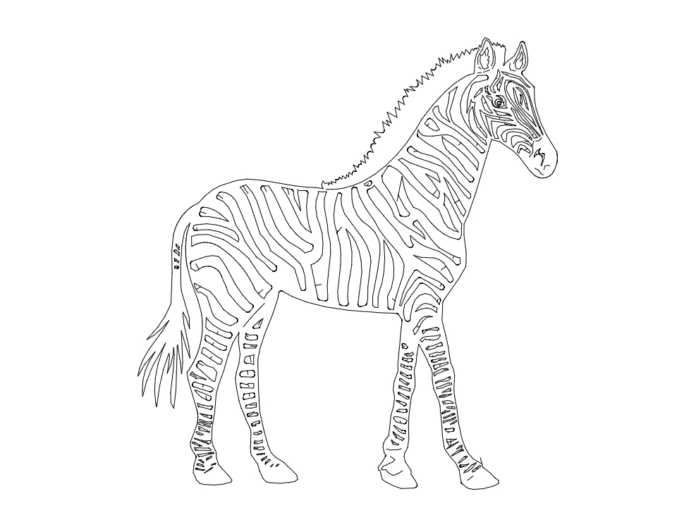 طرح گورخر مناسب برای استفاده در دستگاه های cnc چوب و cnc لیزر - zebra dxf file