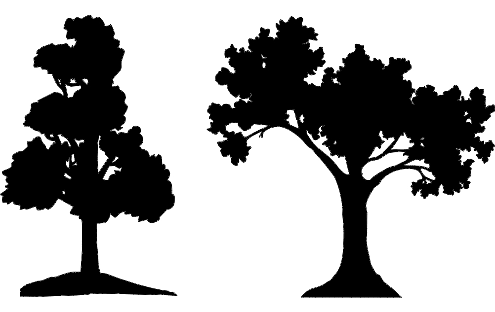 طرح وکتور سیلوئت درختان مناسب برای استفاده در دستگاه های cnc چوب و cnc لیزر - trees silhouette vector dxf file