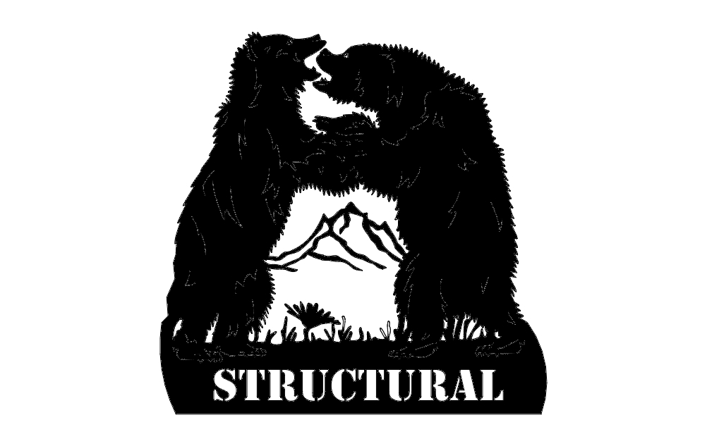 طرح سازه خرس‌های رقصان مناسب برای استفاده در دستگاه های cnc چوب و cnc لیزر - dancing bears structural dxf file