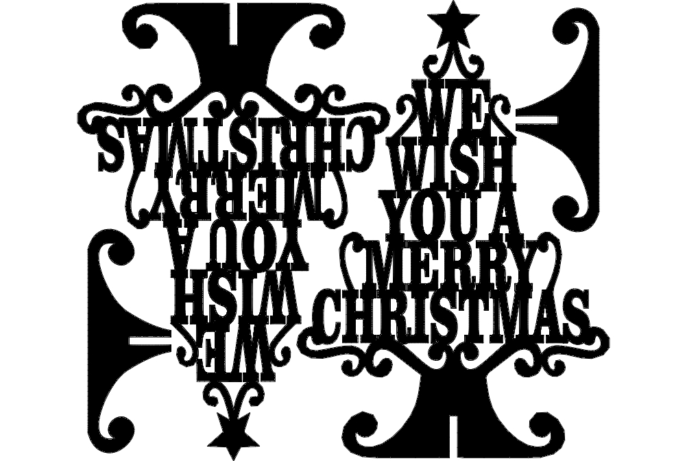 طرح تبریک کریسمس ایستاده مناسب برای استفاده در دستگاه های cnc چوب و cnc لیزر - stand merry christmas wish dxf file