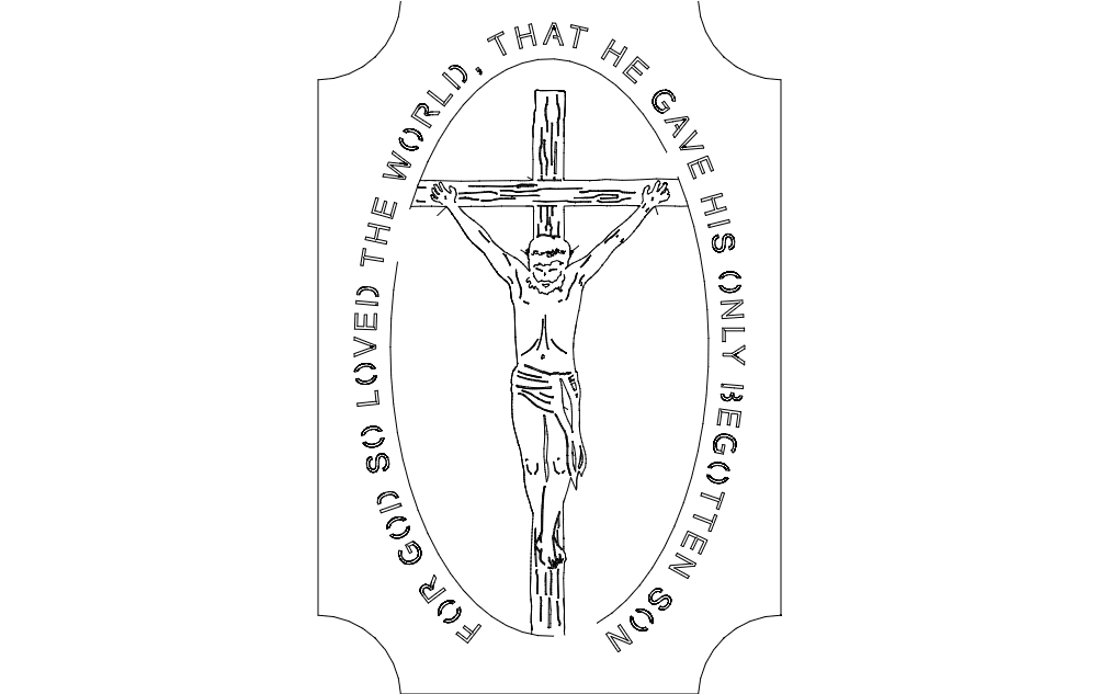طرح تصویر عیسی بر روی صلیب مناسب برای استفاده در دستگاه های cnc چوب و cnc لیزر - jesus on cross dxf file