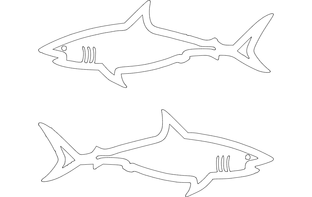 طرح کوسه مناسب برای استفاده در دستگاه های cnc چوب و cnc لیزر - sharks dxf file