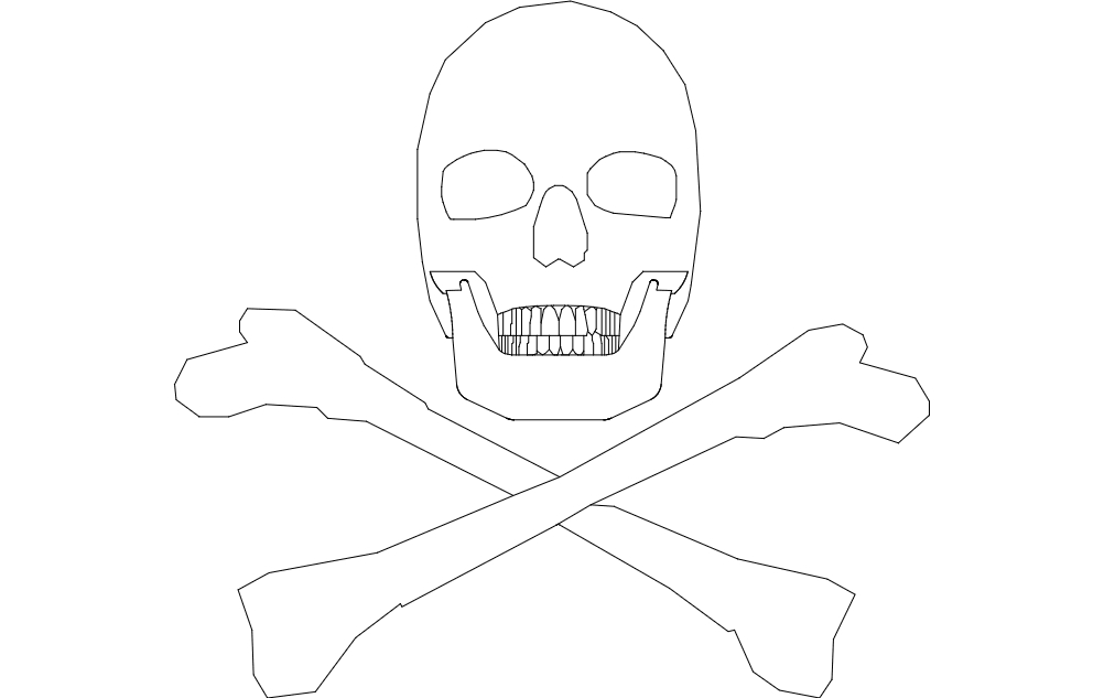 طرح اسکلت سیلوئت مناسب برای استفاده در دستگاه های cnc چوب و cnc لیزر - silhouette skull dxf file