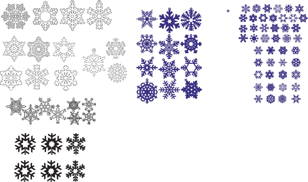 طرح فایل وکتور مجموعه دانه‌های برف مناسب برای استفاده در دستگاه های cnc چوب و cnc لیزر - snowflakes vector set cdr file