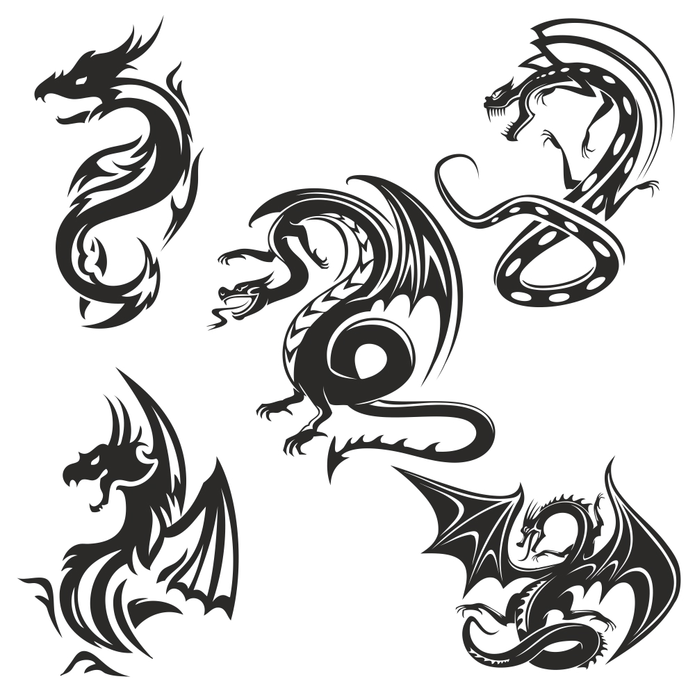 طرح وکتور اژدها مناسب برای استفاده در دستگاه های cnc چوب و cnc لیزر - dragons vector cdr file